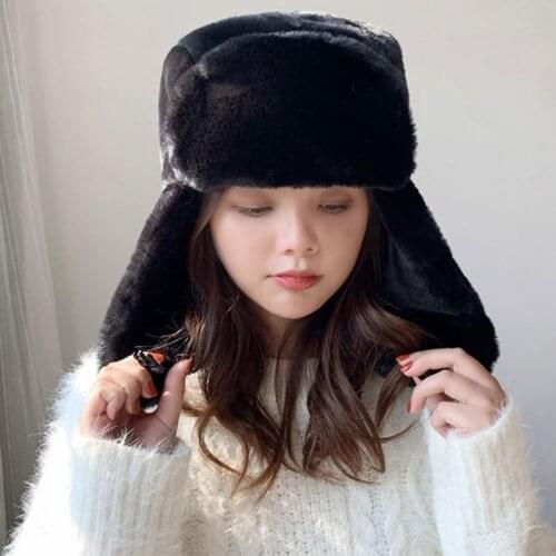 Winter Women Thickened Plush Hat Ski Cap Bomber Hats Cute Men Outdoor Thermal Warm Snow Ski Windproof Trapper Hat