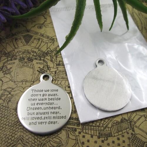 20pcs--"Those We Love Don't Go Away..."stainless steel charms 5 styles for choosing DIY Charms for necklace bracelets