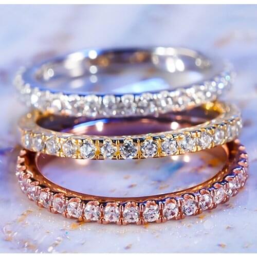 10K Au417 Rose Gold Women Wedding Party Engagement Ring Each 0.08 Carat Round Moissanite Diamond Ring Classic Trendy Elegant