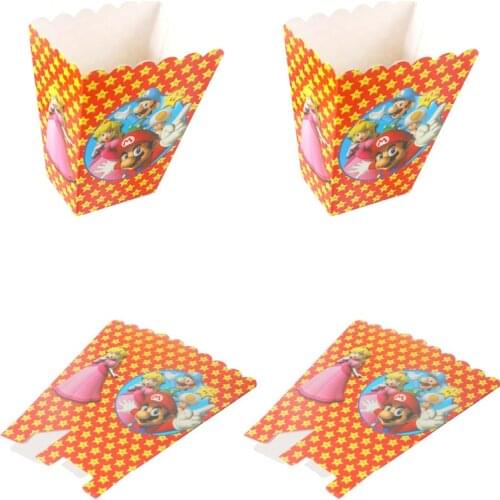 30pcs Baby Shower Birthday Party Boys Favors Gifts Candy Box Mari0 Theme Paperboard Popcorn Boxes Decorate Events Supplies
