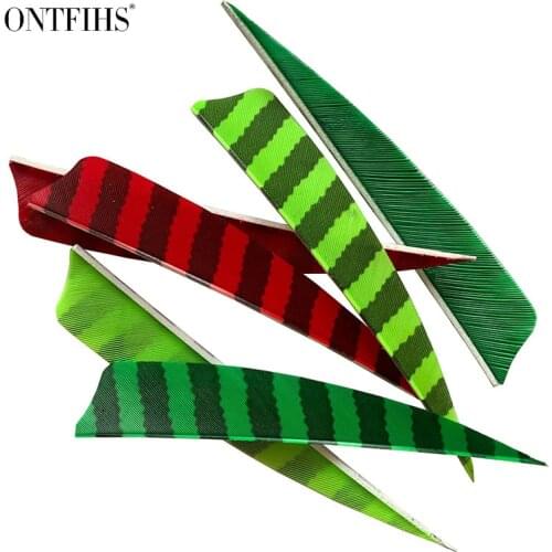 36 Pcs ONTFIHS 4 Inch Real Turkey Plum Drop Shape Striped Arrow Feathers Hunting Archery Accessories Gameit Recurve Bow