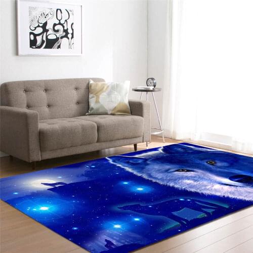 3D Wolf Mats Bedroom Playroom Living Room Boys Gift Room Decoration Football Carpets Area Rug Anti-slip Flannel Rugs and Carpet