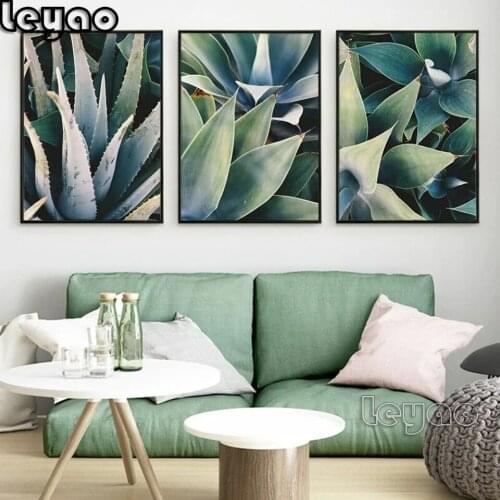 Diamond Painting DIY Landscape Aloe Tropical Plant Cross Stitch Full Square Round Drill Embroidery Handmade Wall Decor 3 pcs/set