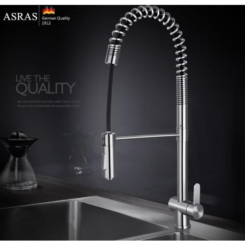 AS-109 304 Stainless Steel Faucet Hot and Cold Tira-Style European Tap Kitchen Sink Washbasin