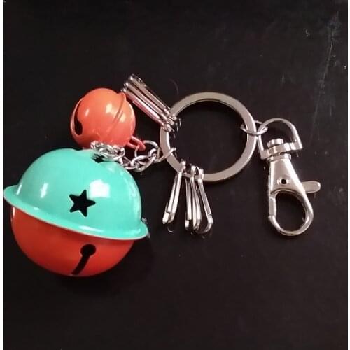 Wholesale Fashion Cute Metal Bells Key Chain Bag Pendant 4cm Double Color Trinket Keyrings Ornaments Accessories Car Keychain