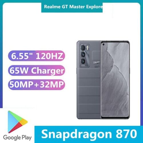DHL Fast Delivery Realme GT Master Explore Edition 5G Cell Phone 50MP+32MP Snapdragon 870 4500mAh 65W Charger 6.55" 120HZ Screen