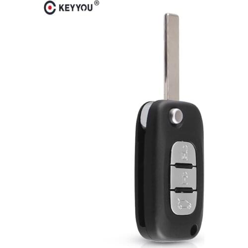 KEYYOU Uncut Key Shell Case For Renault Clio Megane Kangoo Modus Auto 3 Button Flip Folding Car Remote Key Cover Fob Styling