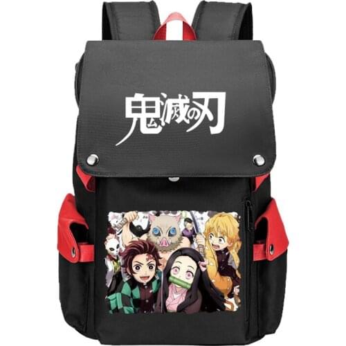 Demon Slayer Large Capacity School Bags Kimetsu no Yaiba Anime Bookbag Women Travel Backpack Boys Flap Bags USB Laptop Bagpack