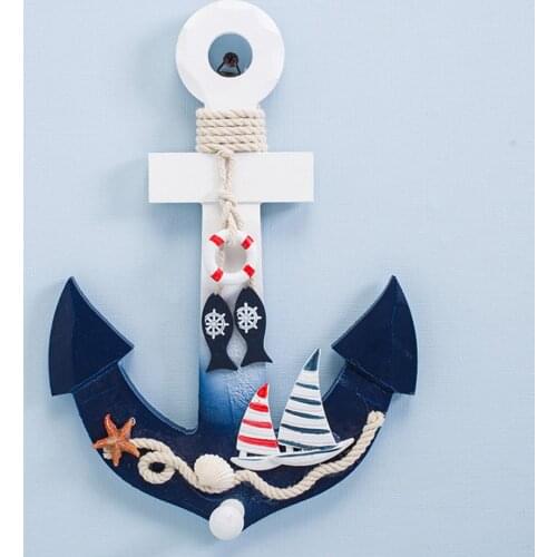 Mediterranean Nautical Wooden BoatSteering Anchor/Handcrafted Ship Wheel Pirate Decor Wall Door Hanging Ornament