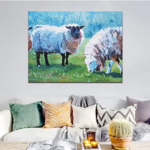 DIY colorings pictures by numbers with sheep picture drawing Relief painting by numbers framed Home