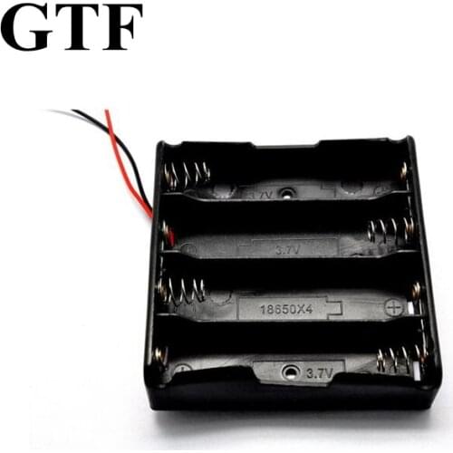 GTF 1PCS 4*18650 Battery Case Battery Holder Clip 4X18650 Battery Box With Leads 3.7V parallel connected battery box