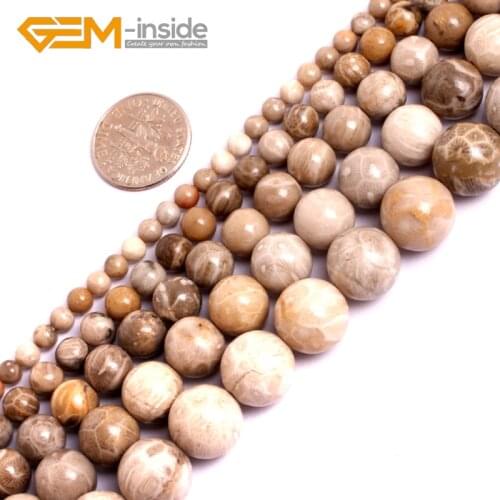 Chrysanthemum Stone Coral Fossils Stone Beads Natural Stone Beads DIY Loose Beads For Jewelry Making Strand 15" wholesale