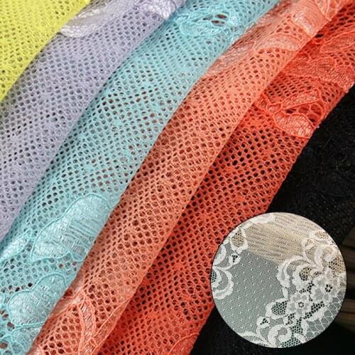 2Yards 23cm Width Hollow Stretch Lace Fabric DIY Handmade Sewing Craft Underwear Wedding Dress Material Accessories