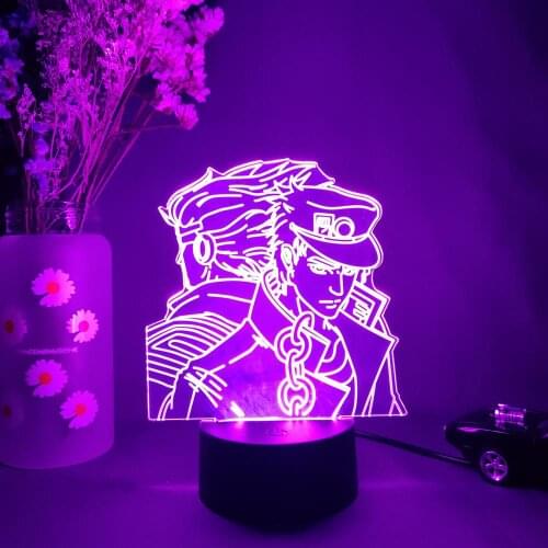 3D Anime Lamp JoJos Bizarre Adventure JoJo Silhouette Laser Engraved Upward Lighting Novelty Gift Night Lights Bedroom Decor