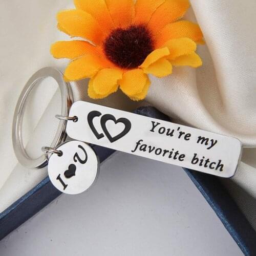 Metal Unisex English Letter You Are My Favorite Keychain Key Ring Holder Boyfriend Girlfriend Gift