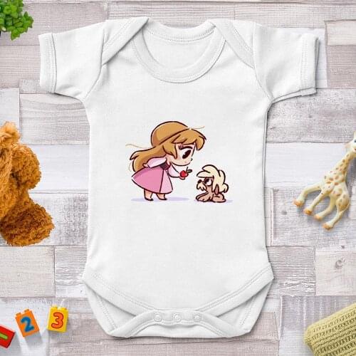 Cute Disney Princess Printed Baby Rompers Newborn Jumpsuits Baby Girl Clothes Harajuku Streetwear Infant Bebe Bodysuits