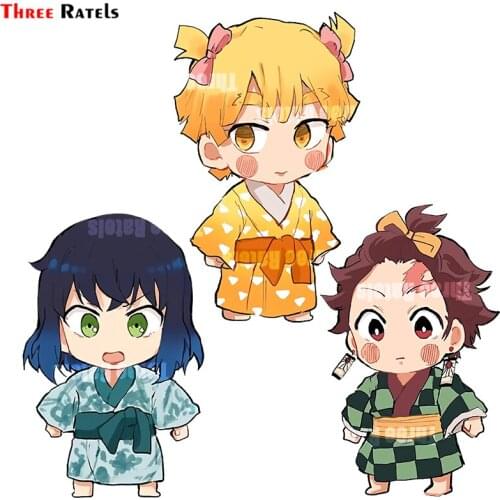 Three Ratels B276 Cute Chibi Kimetsu No Yaiba Stickers For Laptop Luggage Decoration Decals