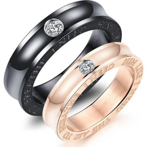Fashion lovers ring set auger titanium steel ring romantic valentines day gift