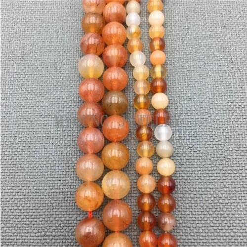 MY0067 Smooth Orange Agates Beads,Round Drilled Banded Loose Beads,15.5" for Jewelry Making 5 strands/lot