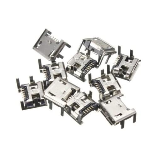 20Pcs NEW Micro USB Type B Female Socket 4 Vertical Legs fixed Solder Connectors