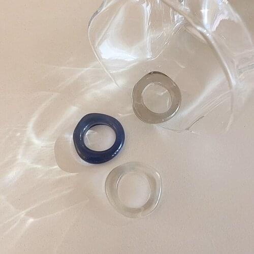 2021 New Colourful Transparent Resin Acrylic Geometric Round Rings For Women Jewelry Travel Gifts Ins Ring Finger Ring Vintage