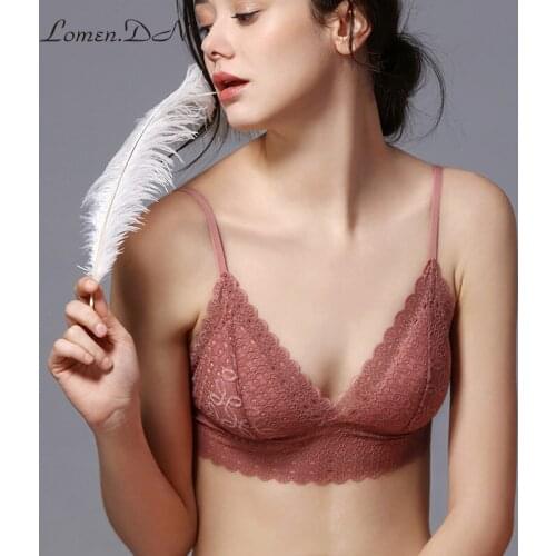 New lace silk bra sexy thin section no steel ring French triangle cup small chest underwear summer bra female comfort bra