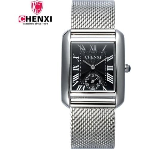 New Top Luxury Brand CHENXI Quartz Watch Stainless Steel Mesh Belt Men Business Casual Watches Square Dial Male Watch PENGNATATE