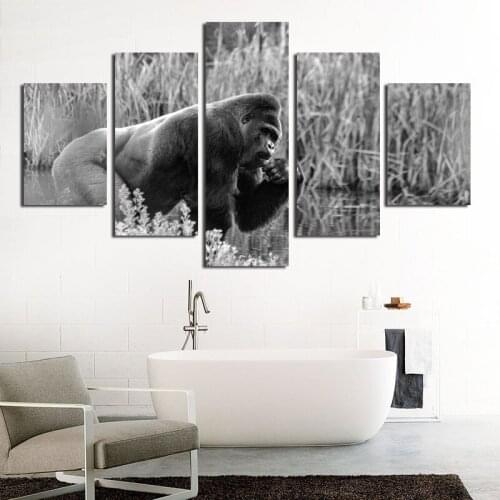 Orangutan In Gray Weeds Canvas Painting Customizable HD Printing Posters Household Items Bedroom Living Room Wall Decoration