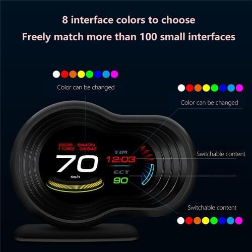 HUD Head Up Display Digital Projection Driving Car Accessories OBD+GPS Dual System HD Speedometer Overspeed Alarm Altitude Clock