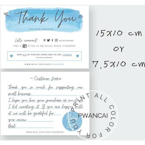 DIY Blue Thank You Card,DIY Printable Thank You for your order Note With Coupon,Thank You Branding,Brand Management,Insert Order