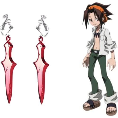 Japanese Anime Shaman King Yoh Asakura Cosplay Earring Ear Clip Necklace Pendant Fashion Jewelry For Gift Costume Props