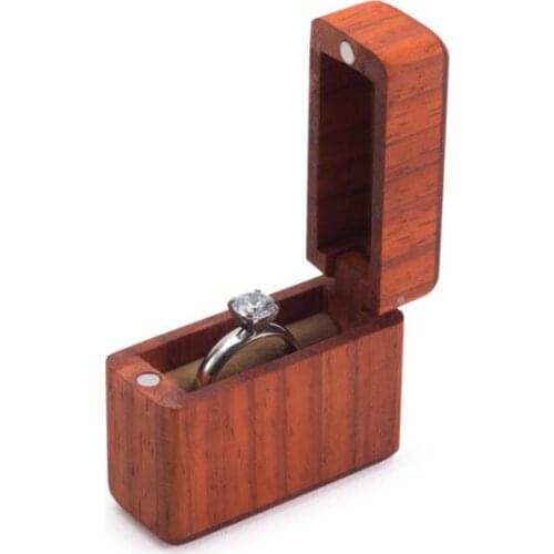 12pcs High End Rectangle Natural Wood Jewelry Ring Boxes Magnetic Hinged Storage Christmas Eve Rosewood Walnut Boxes 5x2x4.2CM