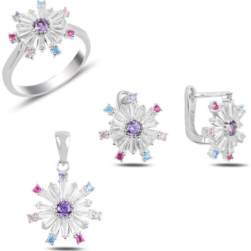 Silverlina Silver Zircon Cubic Zirconia Snowflake Set
