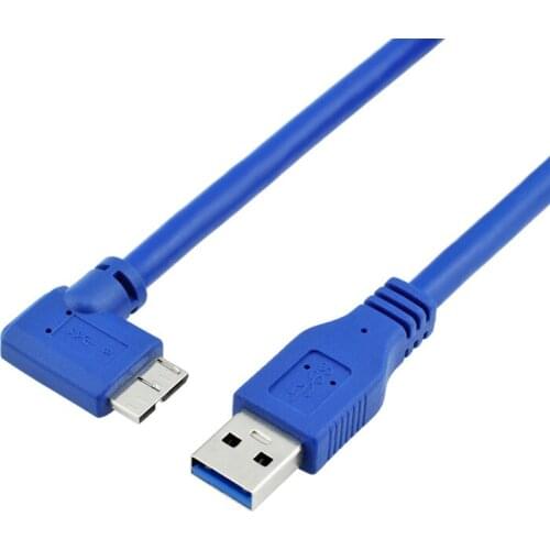 Blue USB3.0 data cable 90° elbow Design side bend line 0.6 m according to equipment