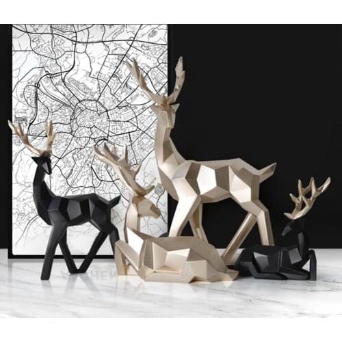 2Pcs Elk Statue Decor 3D Printing Good Symbolism 5 Colors Couple Deer Figurine for Living Room