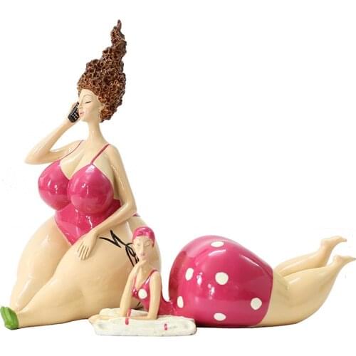 Resin Abstract Fat Girls Figurine Obese women home decorative miniature figurines Sports and Yoga women decoration gifts idea