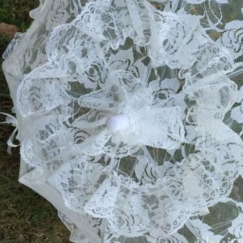 Bridal Lace Hollow Umbrella Wedding Decoration Photo Props Rose Long Handle Umbrellas
