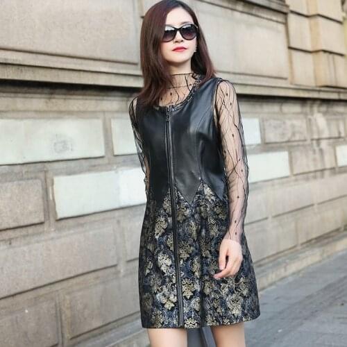 Top Brand Elegant Ladies Party Vintage Floral Printed Dresses Women A Line Mini Dress Genuine Leather Sarafan Wedding Vestidos