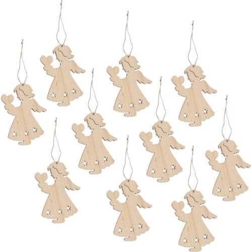 10pcs Wooden Hanging Christmas Wooden Cutouts Gift Tag Creative Shape Pendant Craft Ornament Christmas DIY Pendant Accessories D