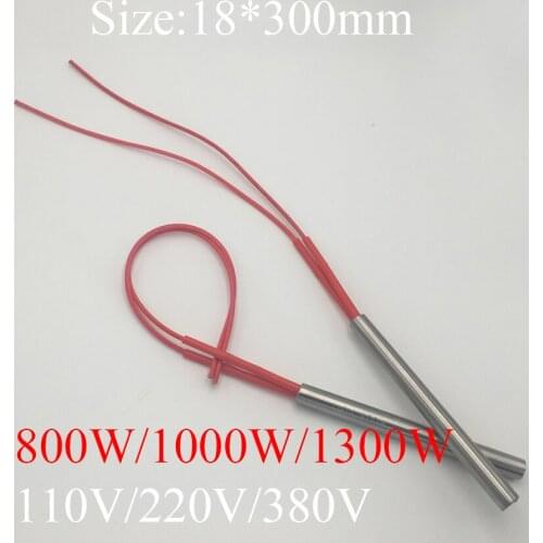 18x300 18*300 800W 1000W 1300W AC 110V 220V 380V Stainless Steel Cylinder Tube Mold Heating Element Single End Cartridge Heater