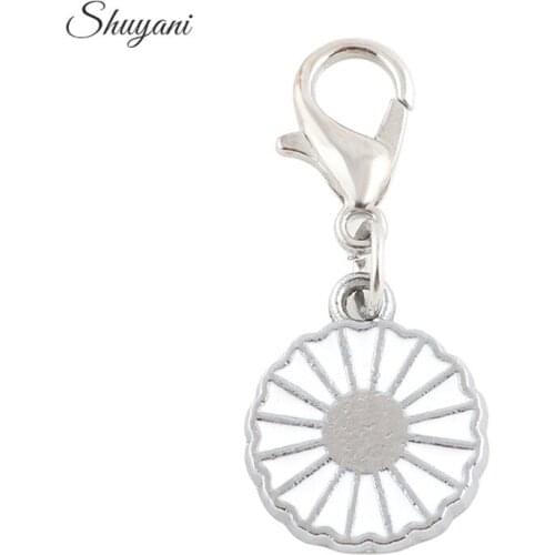 20Pcs Wholesale Flower Round Drop Oil Alloy Charm Pendants for Necklace Accessories Making 15*12mm