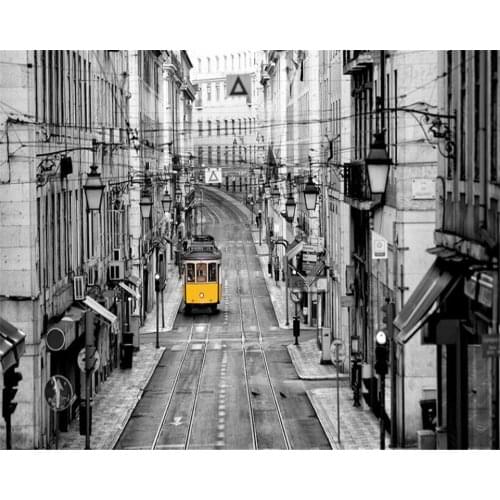 Beibehang 3D Wallpaper Retro London Street Yellow Bus Continental Style Wall Living Room Bedroom wallpaper mural papel de parede