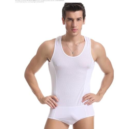 Free shipping!promotion 1set brand Mens sexy conjoined mesh vest Jersey fitness suit Bodysuits Jumpsuit