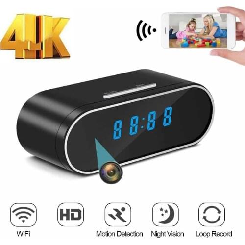 4K 1080P Wireless Mini Camera Wifi Secret Clock Time Alarm With Night Vision Motion Detect Sensor Remote Monitor Micro Camera