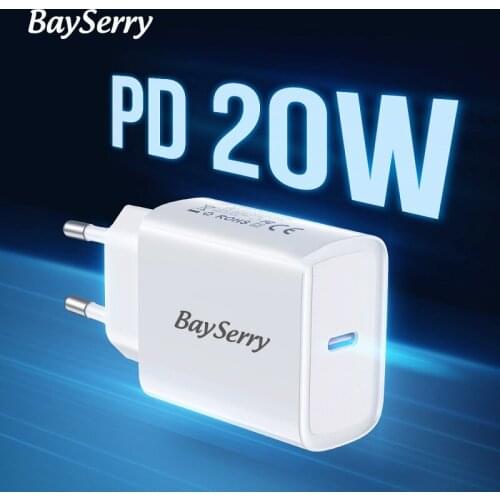 BaySerry USB C PD Charge For iPhone 12 Pro Max 11 Xr Xs 20W Fast Charger QC 3.0 4.0 EU Type C For Samsung Xiaomi Huawei Charge