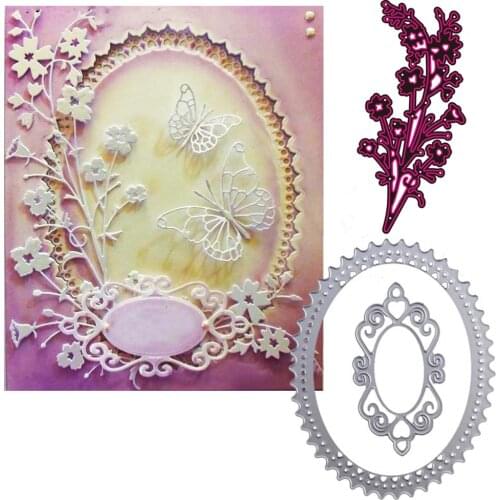 DIY clip Card background Ellipse Lace Photo album Technology cutting New Metal cutting piece Flower data Box