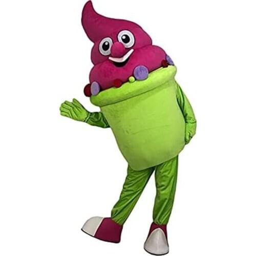 Halloween Plush Green Ice Cream Mascot Costume Cute Unisex Animal Cosplay Costume Adult Cartoon Character Costume