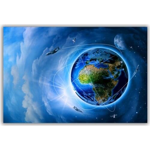 HT002 Spectacular Universe Earth And Moon Space Station Astronaut Silk Fabric Poster Art Decor Indoor Painting Gift
