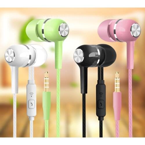 Candy-colored Sports Headphones Outdoor Switch Control Universal In-ear Earphones 3.5 Mm Jack Headphones Bass Wired Headphones