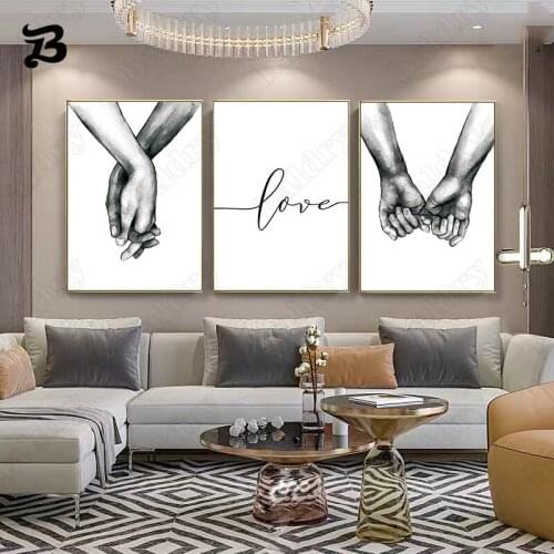 Hold Hands Canvas Painting Wall Art Nordic Posters and Prints Ten Fingers Clasped Hand To Heart Pictures Living Room Home Decor